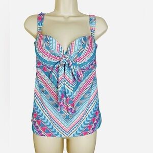 Coco Reef Women’s Tankini Top Geometric Underwire Bra Size 32/34D Convertible